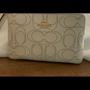 Coach Signature Perforated Leather wristlet NWT